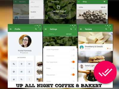 Material Design Coffee & Bakery Application application bakery cafe coffee food material design modern seattle