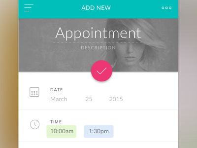 Appt. Scheduler Screen app appointment beauty calendar material design