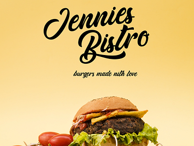 Jennies Bistro Burger branding dark mode design logo
