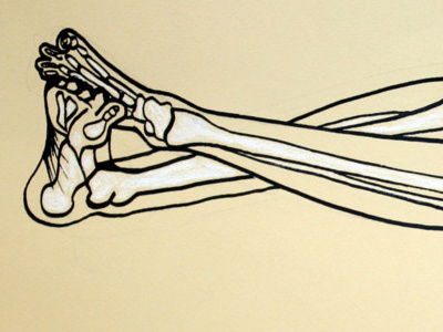 Yoga Lady close-up anatomy bones charcoal drawing feet illustration ink layers pencil skin toes yoga