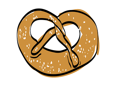 a kiled pretzel. drawing food illustration illustrator line pretzel