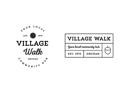 village walk branding graphic design logo retro shopping center type
