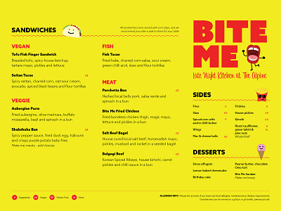 bite me: late night kitchen menu design food kitchen menu print restaurant