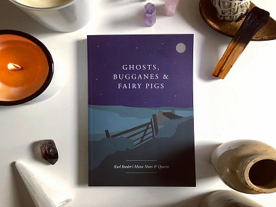 'ghosts, bugganes & fairy pigs' book cover book cover book cover design book illustration ghost stories illustration landscape moon night spooky