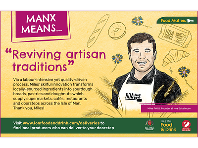 'manx means' illustrated ad campaign bakery drawing food illustration isle of man local portrait print ad
