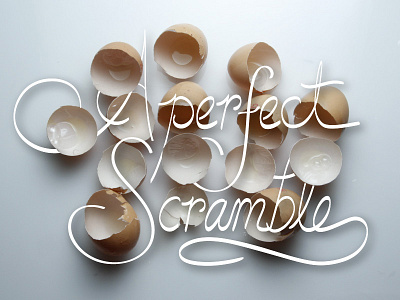 scrambled eggs. breakfast egg shells eggs food french lettering scramble script tasting table