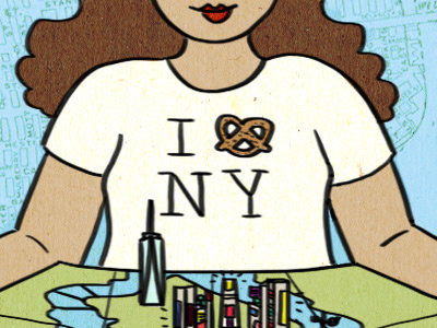 Where to Take Out-of-Towners comic drawing girl illustration line art map new york