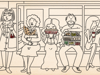 thanksgiving in NYC. cartoon comic food illustration illustrator line drawing new york city nyc subway tasting table