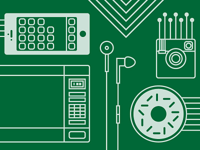 food + tech donut drawing earbuds flat food illustration illustrator instagram iphone line tasting table tech