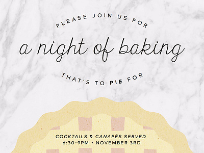 pie party! baking design dessert illustration invitation invite marble pastry pie script