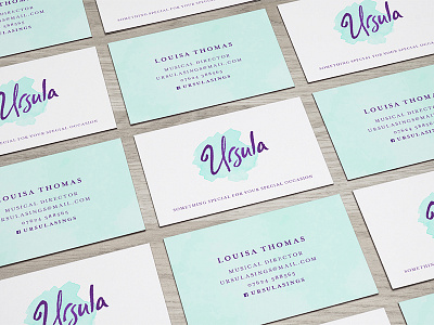 Ursula branding business card choir design identity design ink lettering logo script stationery vocal group watercolor