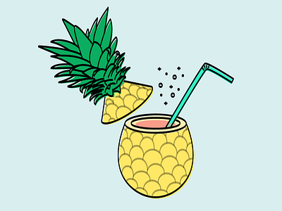 let's share. alcohol cocktail drink food garnish illustration illustrator menu pineapple tiki