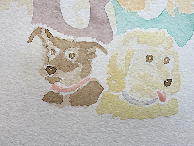little friends. art artist dogs family illustrator painting portrait watercolor