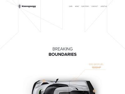 Koenigsegg - breaking boundaries automotive car cars desktop grid koenigsegg landing landing page layout minimalistic product page product presentation typography ui web design