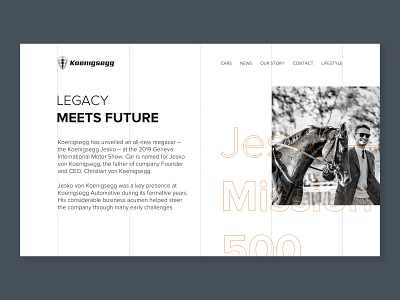 Koenigsegg - Legacy auto automotive car desktop grid koenigsegg landing landing page layout minimalistic product page product presentation typography ui web design