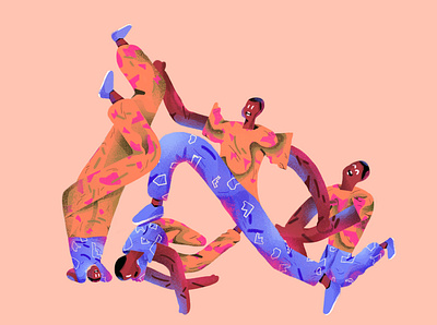 Hip-hop band characters color combinations dancers details digital art fresh illustration pattern stylized texture vibrant colors