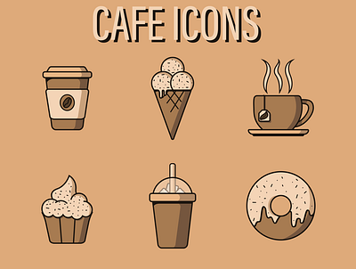 CAFE ICONS design icon neon lights typography ux дизайн кафе кофе мороженное