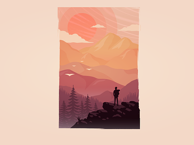 mountain landscape branding design journey landscape mountain sunset ui ux иллюстрация