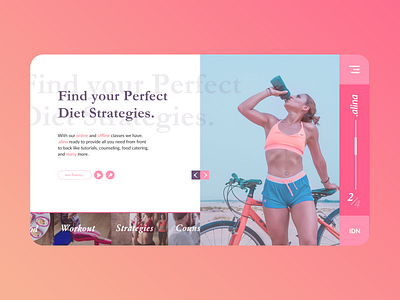 Simple Diet Training Landing Page colors design diet landing page pink simple training ui web