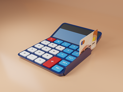 Calculator with a credit card 3d 3d illustration 3dillustration blender calc calculator illustration