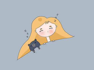 Sleepy Girl charachter design illustration
