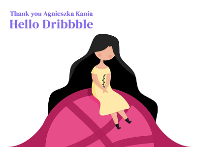 Hello Dribbble! charachter design flat girl hello dribbble illustration vector