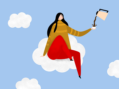 Above the clouds in the sky... art artwork charachter design flat girl illustration illustrator vector
