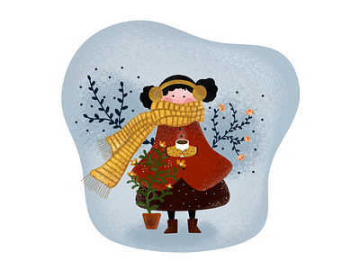 it's so cold!!!⛄️ art artwork charachter design flat girl illustration illustrator winter