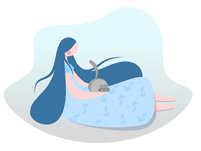 Sleep like a cat! art artwork cat charachter design flat girl illustration illustrator