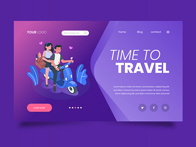 TIME TO TRAVEL branding colorful concept creative gradient icon illustraion typography ui web