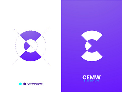 CEMW 4 Letter In One Logo branding color concept creative gradient icon illustraion logo typography web