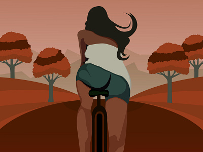 evening time cycling girl