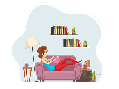 A Girl Reading Book adobe illustrator animation character character design concept art design graphic design graphicdesign illistration illlustrator illustration illustrator vector