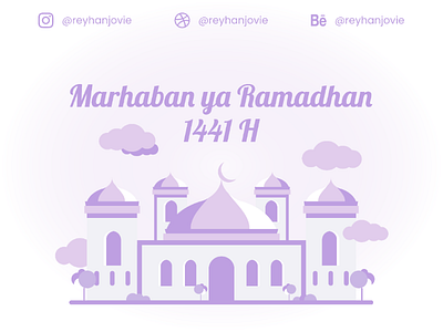 Marhaban Ya Ramadhan 1441 H flat illustration illustrator masque minimal ramadhan