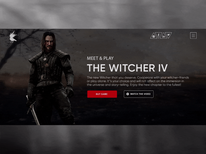 The Witcher IV Game Website Concept | The Witcher 4 Design animation cdpr cdprojektred concept cyberpunk cyberpunk 2077 game gaming john wick keanu reeves motion motion design the witcher thewitcher ui webdesign website witcher witcher 4 witcheriv
