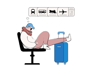 Travel on baggage flat illustration tiket travel vocation