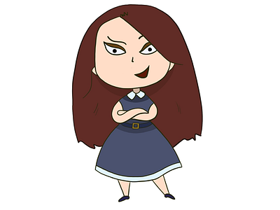 Serious girl character flat girl illustration