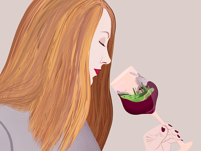 Beautiful sommelier design girl illustration procreate wine