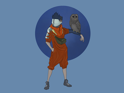 Boy with owl boy illustration owl