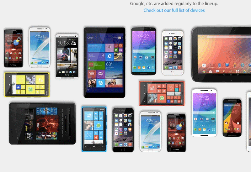 Real mobile devices android animation devices ios iphone mobiles tablets windows