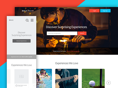 Discover Surprising Experiences - Landing page