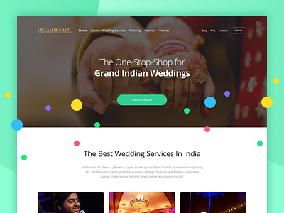 Landing page for a wedding services company dreamzkraft india indian landing minimal website wedding