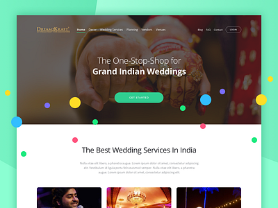 Landing page for a wedding services company