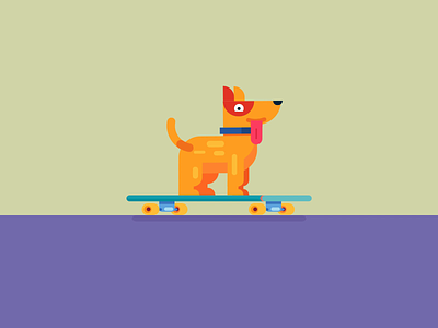 Odin on the skateboard 🐶(#dribbbleweeklywarmup) animals animation dog illustration dogs dribbbleweeklywarmup minimal weeklywarmup
