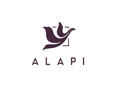 Alapi bird design feather logo minimalism purple vector