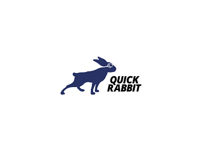 Quick Rabbit animal blue branding design glasses logo minimalism quick rabbit vector