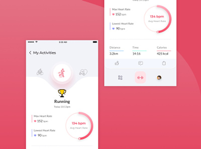 Fitness App Concept clean design fitness app heart rate