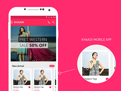 Khaadi android app ecommerce graphic illustrator mobile app photoshop