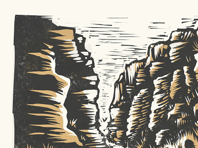 03. printmaking WIP canoe illustration linocut nature printmaking river santa elena canyon texas