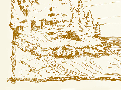 Illustration WIP illustration northshore shoreline trees